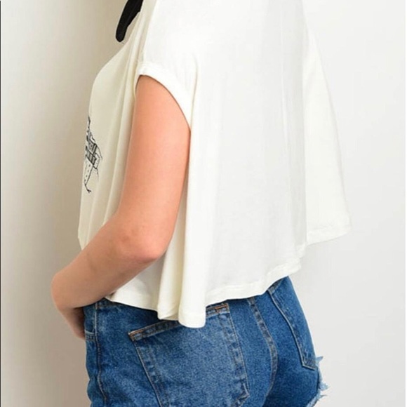 Eiffel tower paris relaxed crop top white - Picture 4 of 8